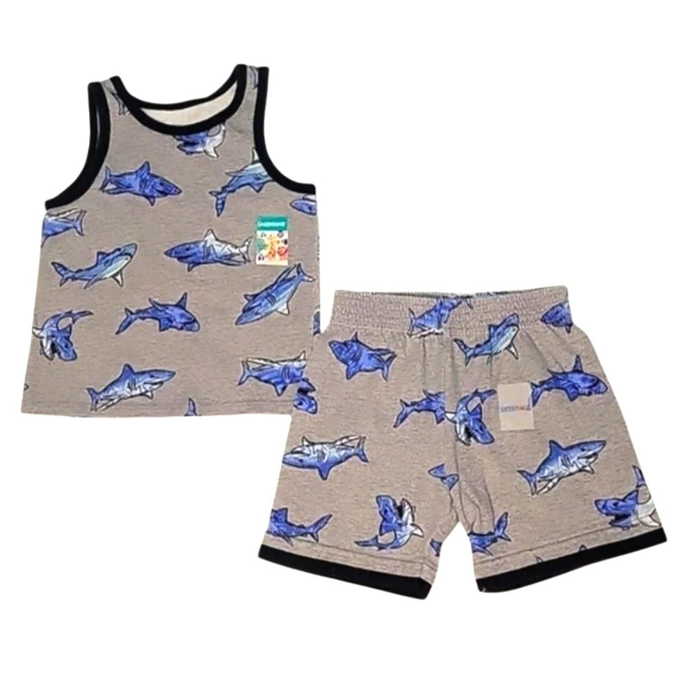 NEW Garanimals 2-Piece Kids Sharks Matching Tank & Short Set